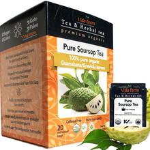 Load image into Gallery viewer, vidafarm - Pure Soursop Tea made with Pure Graviola Leaf- Guanabana Leaves- 20 Organic Tea Bags Moksha Ayurveda